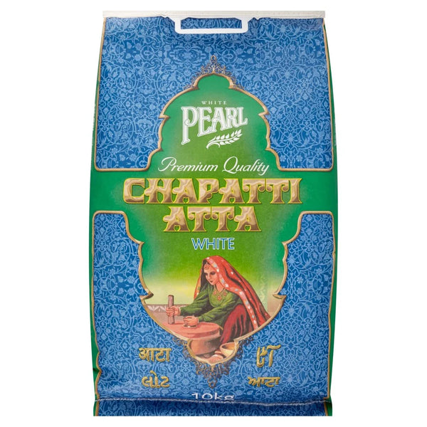 White Pearl Premium Quality Chapatti Atta White 10kg, front of pack