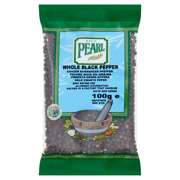 White Pearl Whole Black Pepper 100g, front of pack