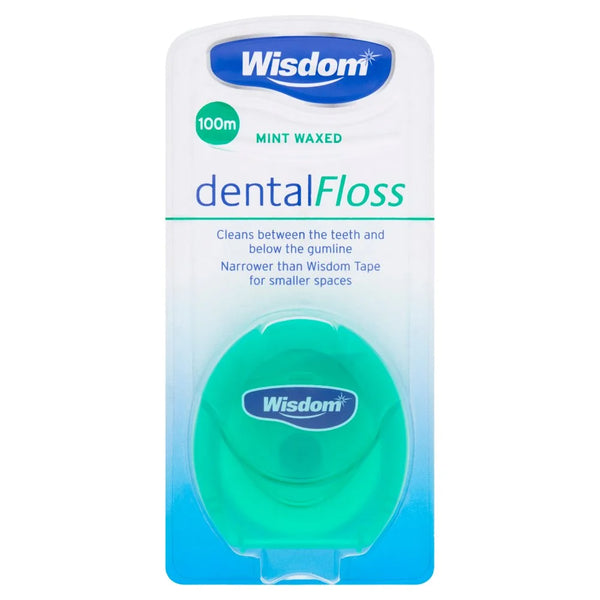 Wisdom Mint Waxed Dental Floss 100m, front of pack