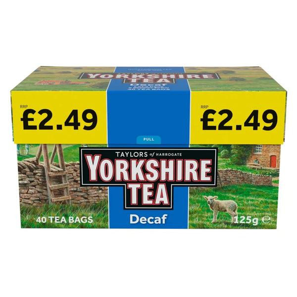 Yorkshire Tea Decaf 40 Tea Bags 125g, front of pack