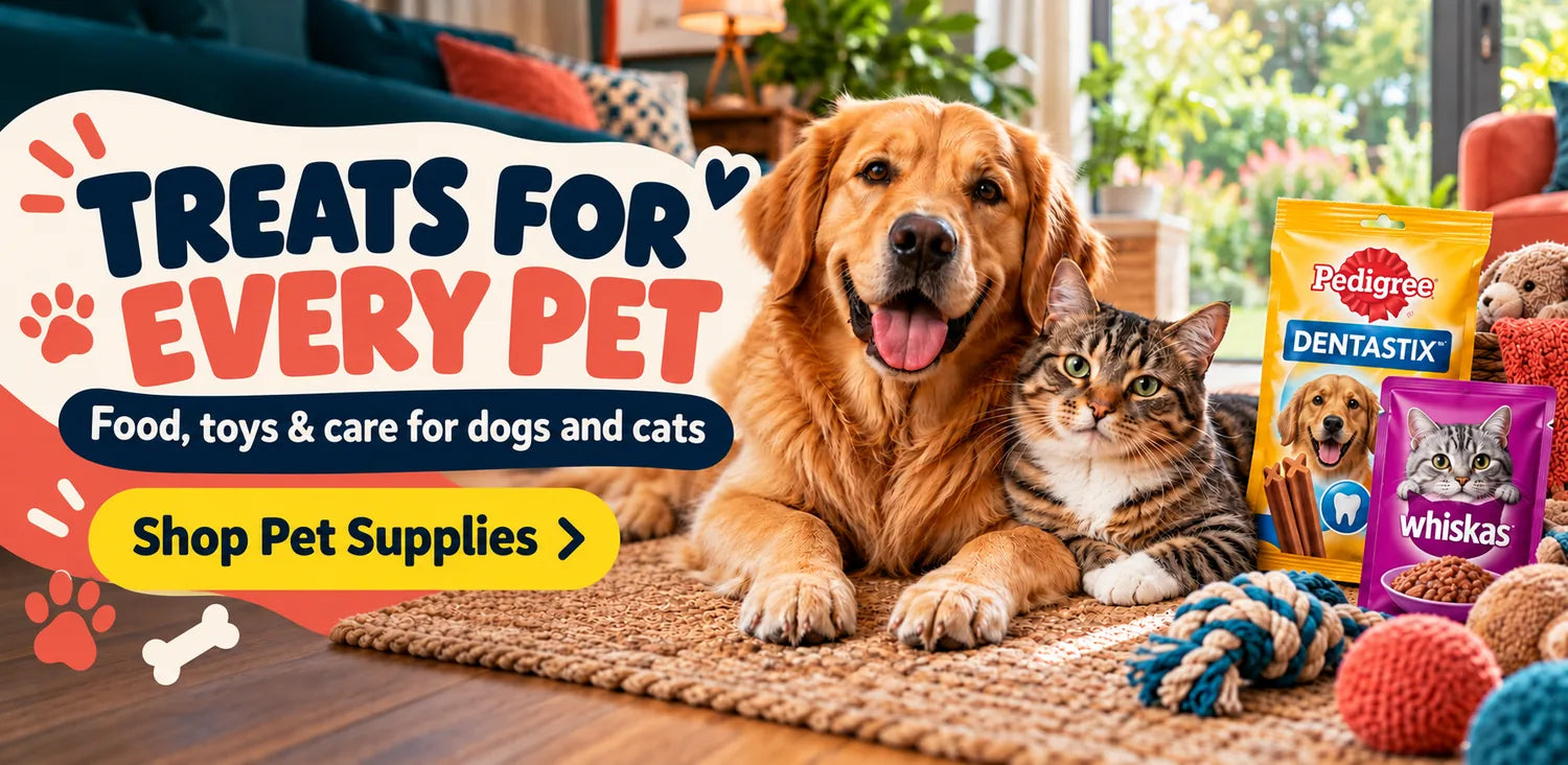 Treats for every pet. Food, toys and care for dogs and cats.